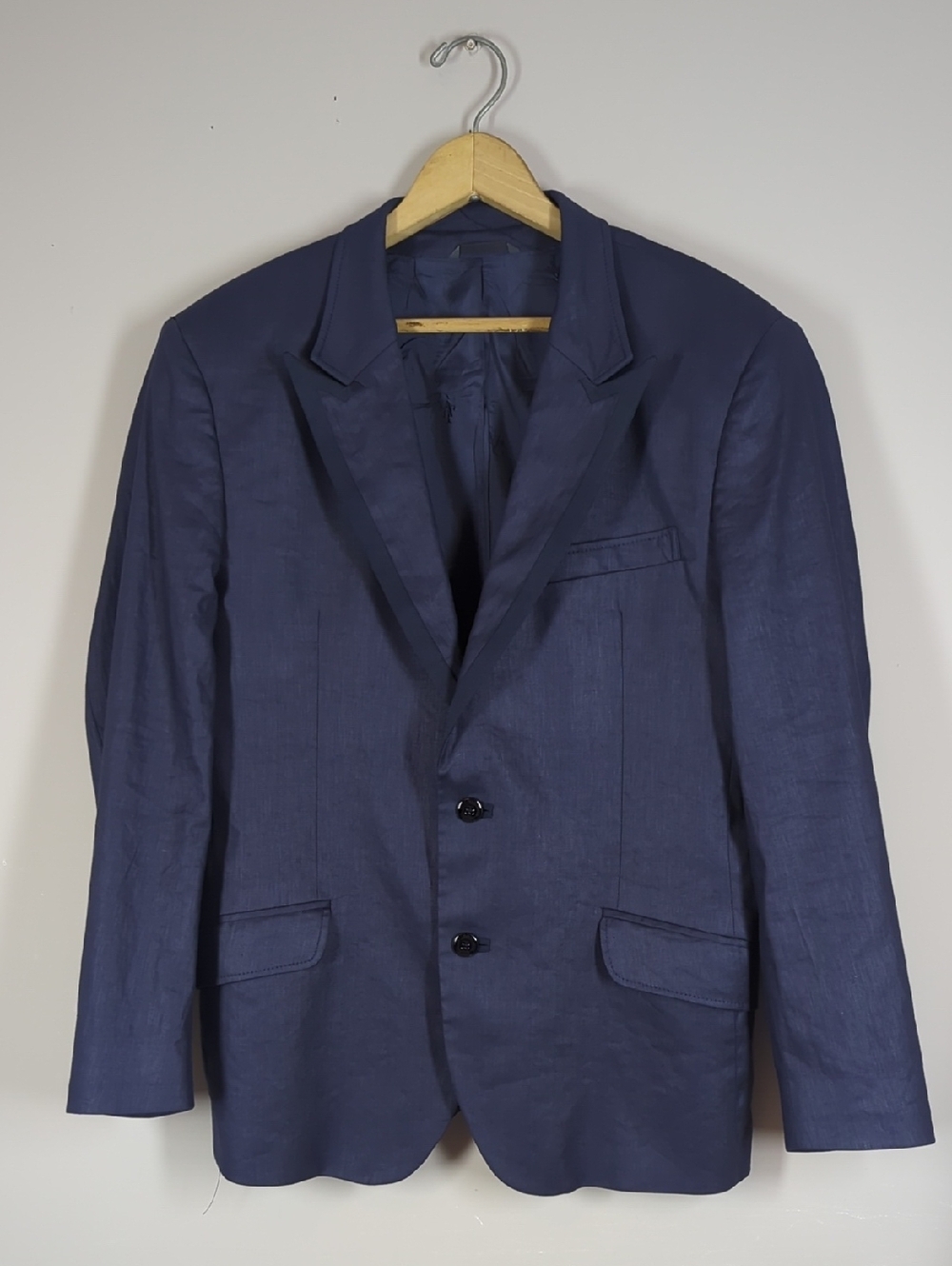 Versace Classic Navy Men's Blazer - Tailored Two-Button Jacket Linen